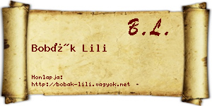 Bobák Lili névjegykártya