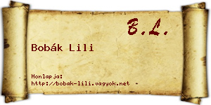 Bobák Lili névjegykártya